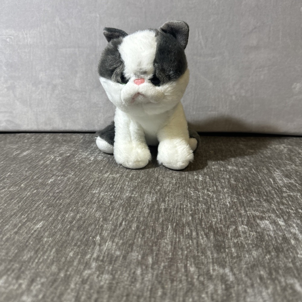 TY Beanie Babies Yang Plush Cat Gray‎ White Velve TY Kitten 6"